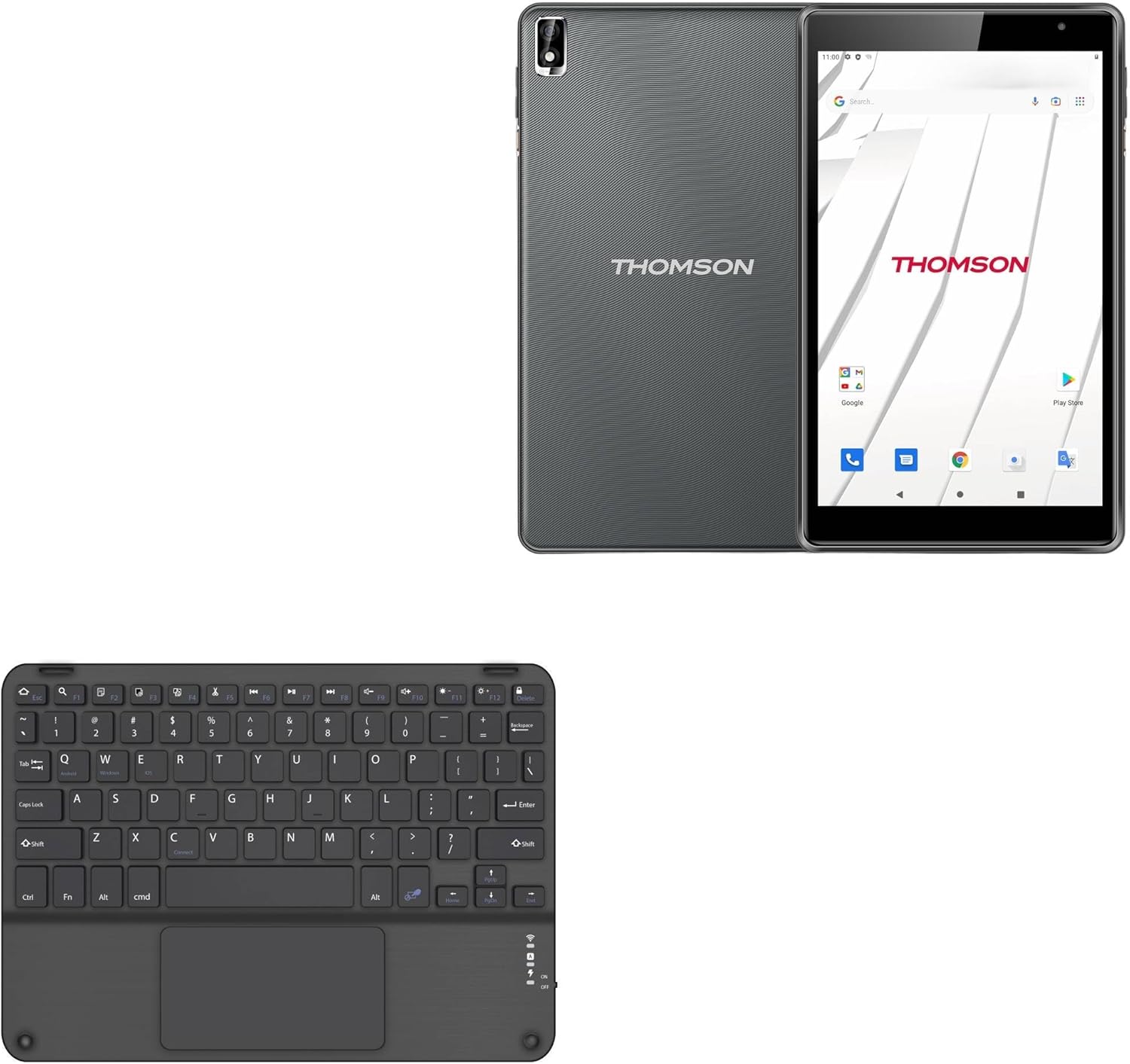 BoxWave Keyboard Compatible with Thomson 4G Tablet (8 in) - SlimKeys Bluetooth Keyboard with Trackpad, Portable Slim TouchPad - Jet Black