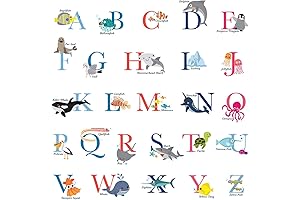 DECOWALL DS-8040 A-Z Alphabet Ocean Wall Decals for Kids