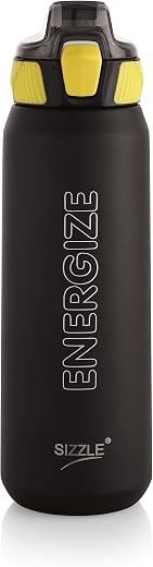 Sizzle Iris Vacuum Insulated Flask 800ml – Double Wall Stainless Steel Water Bottle with One-Hand Press Button | Keeps 12 ...