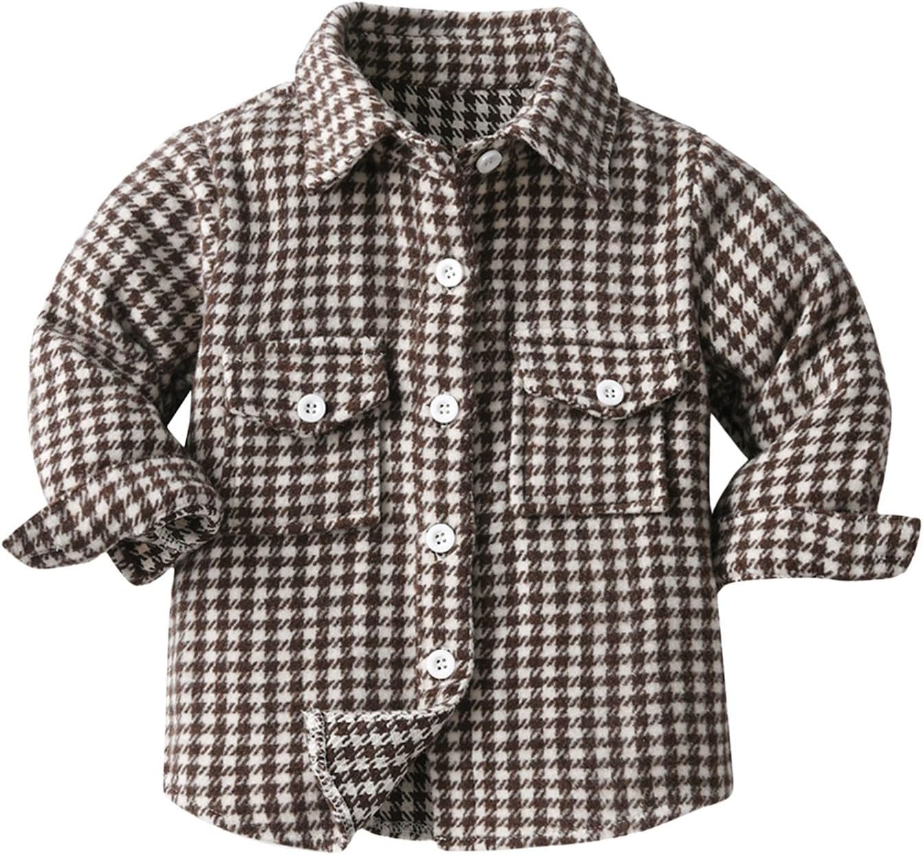 Baby and Toddler Boy's Long Sleeve Button Down Shirts Plaid Flannel Shirt Plaid Tops Girl Boy Kids Clothes Baby Winter