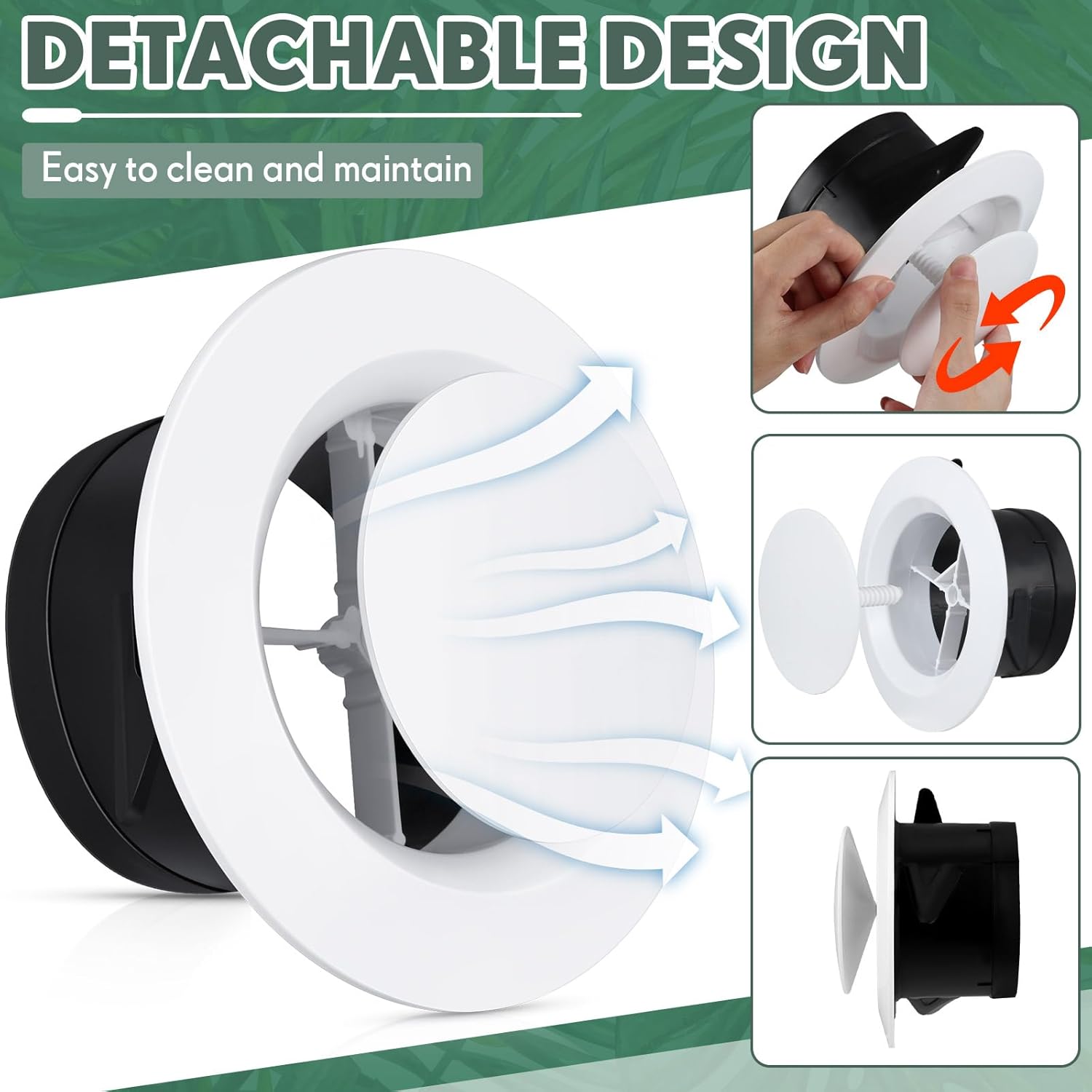 Baquler 12 Pcs 4 Inch Round Air Vent Cover, Adjustable Ceiling Diffuser Vent Bulk, ABS HVAC Cover for Ceiling & Wall, Soffit for Bathroom Kitchen Attic, Easy Install, White