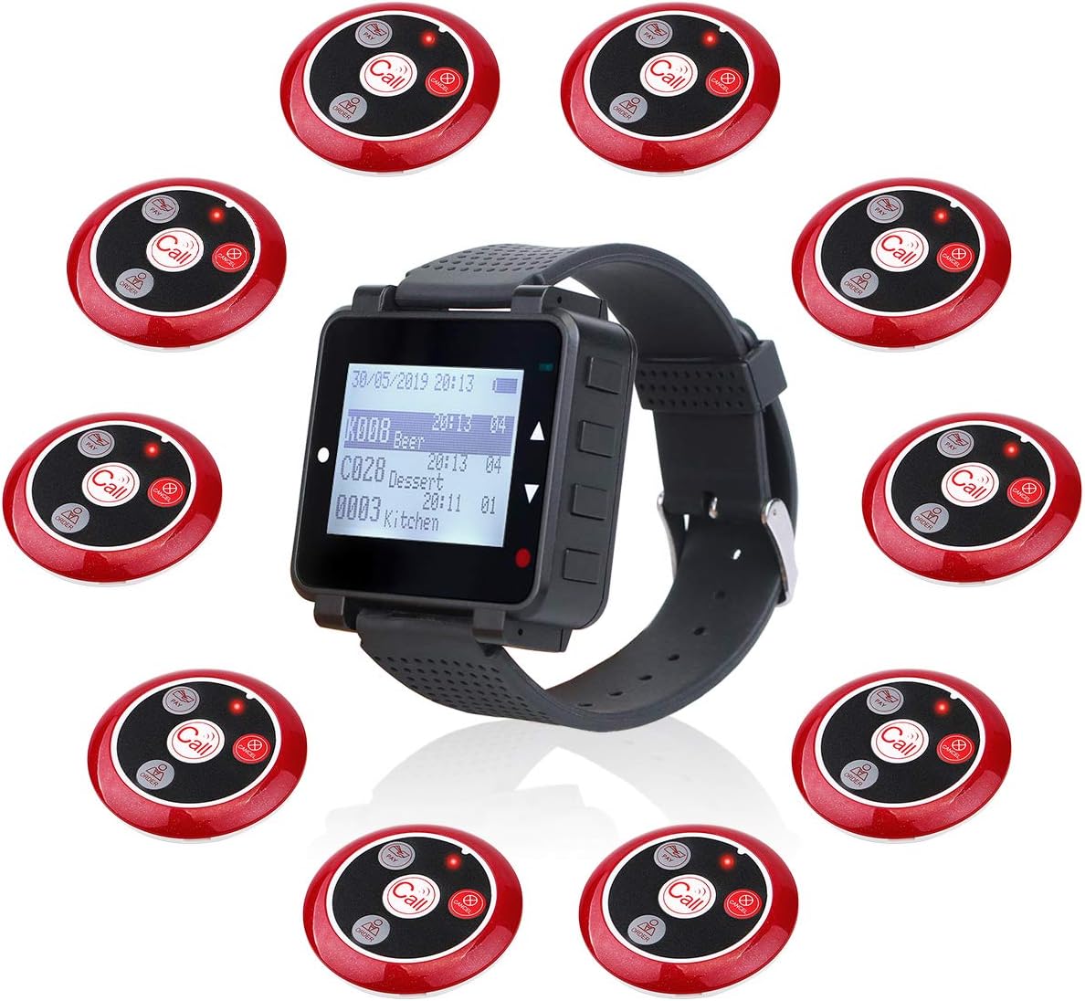 Retekess T128 Restaurant Pager System,Wireless Caregiver Call System,10 4Key