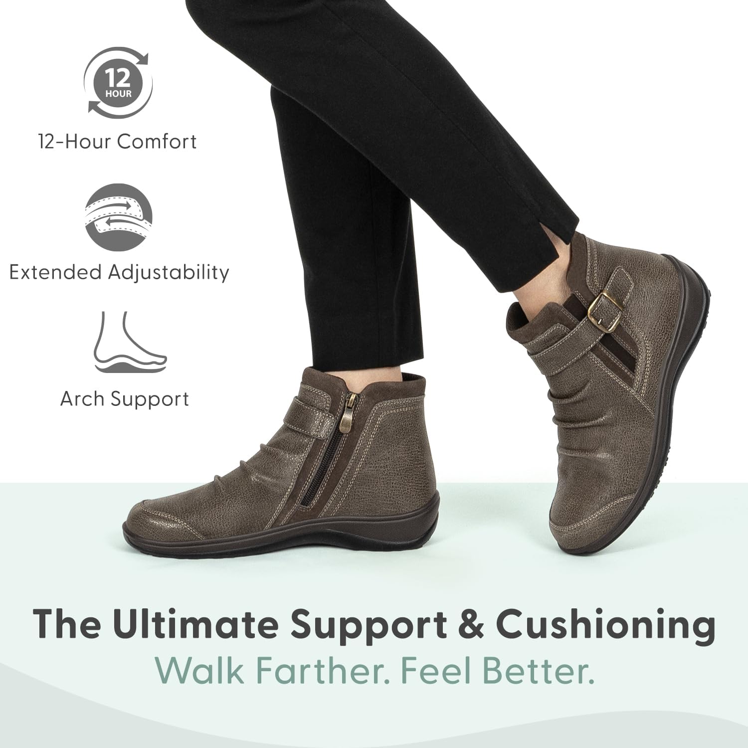 Orthofeet Women's Orthopedic Leather Heidi Boot - Image 2