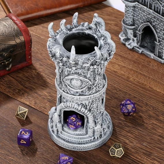 Cyclops Dice Tower, Resin D&D Rolling Trays, Tabletop RPGs Accessories, Cyclops Gaze Tower, Portable 3D Dice Throne, DND Fantasy Board Game Gifts for Gamer (Dice Not Included)
