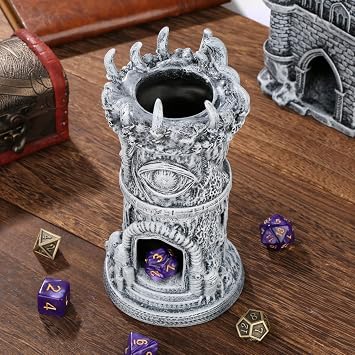 Cyclops Dice Tower, Resin D&D Rolling Trays, Tabletop RPGs Accessories, Cyclops Gaze Tower, Portable 3D Dice Throne, DND Fantasy Board Game Gifts for Gamer (Dice Not Included)