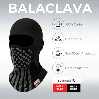 FR Balaclava Face Mask Flame Resistant Balaclava FR Mask for Men Arc Rated NFPA2112 CAT2 Cover Hood for Welding