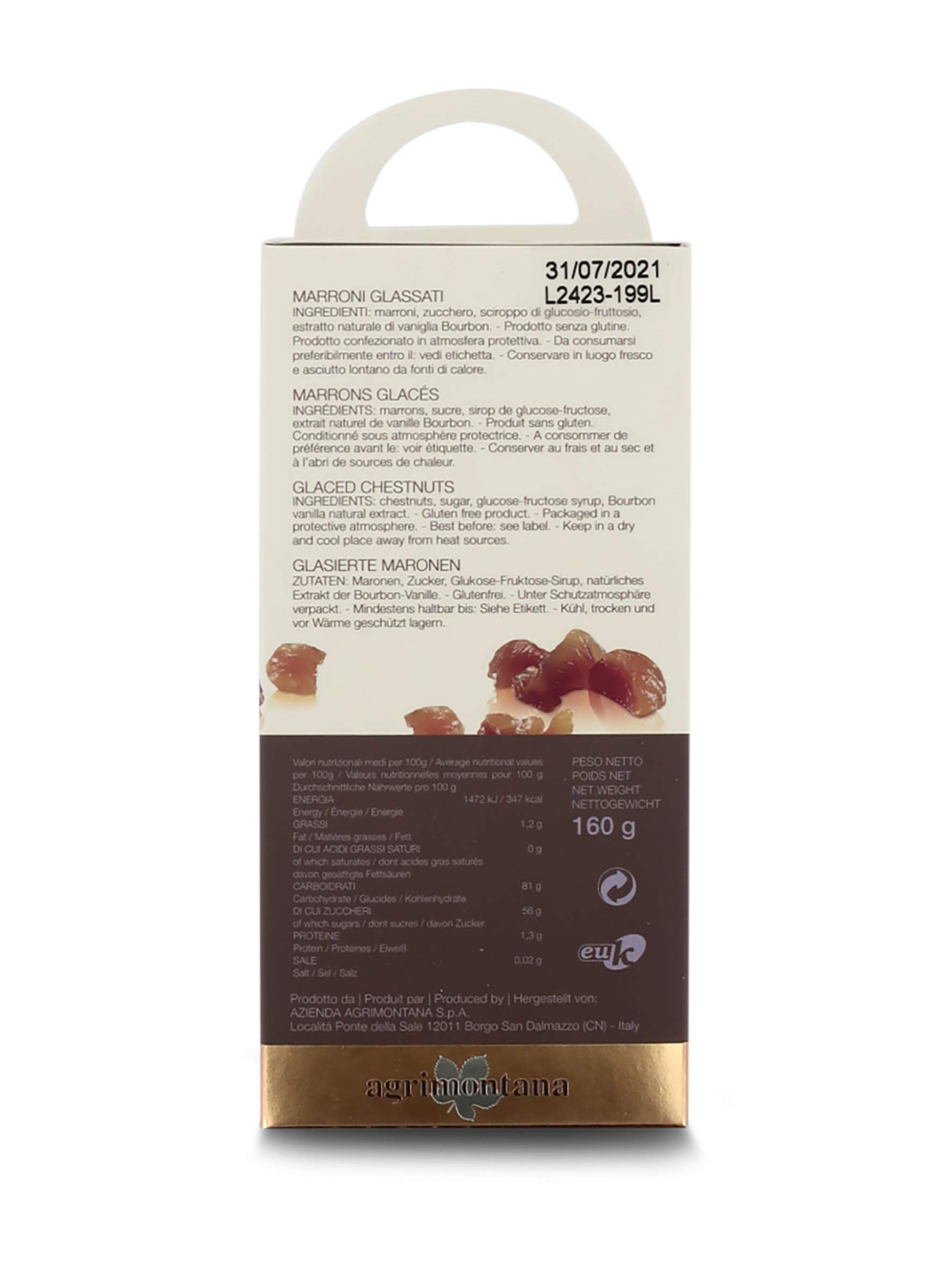 Agrimontana Marron Glacé In Pezzi, Pezzetti di Castagne Candite Glassate, Marron Glaces a Pezzetti in Confezione Regalo, 160 Grammi
