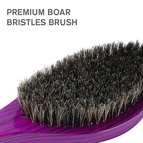 Miniatura 3 de Cepillo de pelo de cerdas de jabalí naturales reforzadas con 360 ondas, para pulir y colocar el cabello con Durag