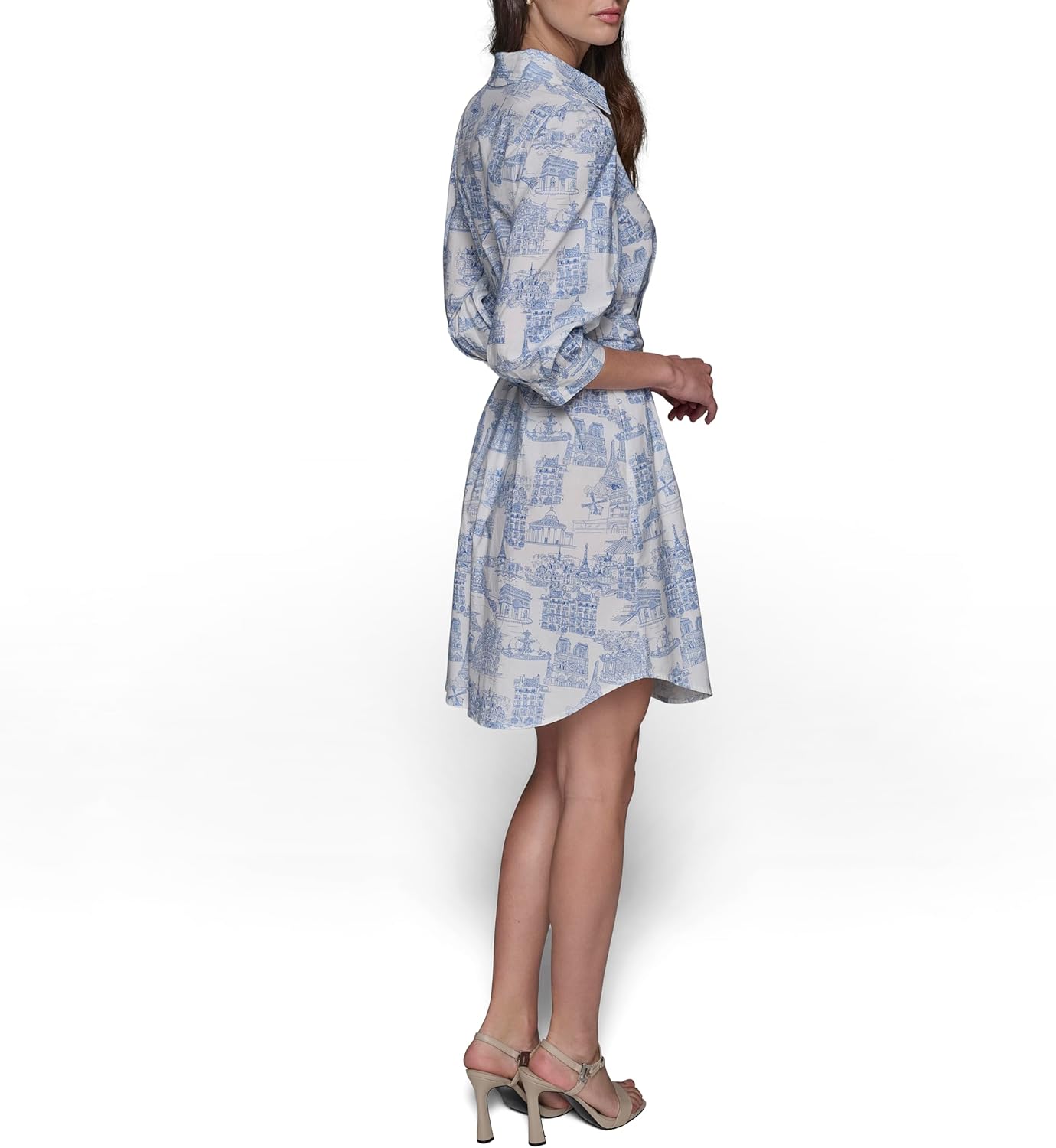 Karl Lagerfeld Womens Button Up Collared Belted Shirt Dress - Image 4