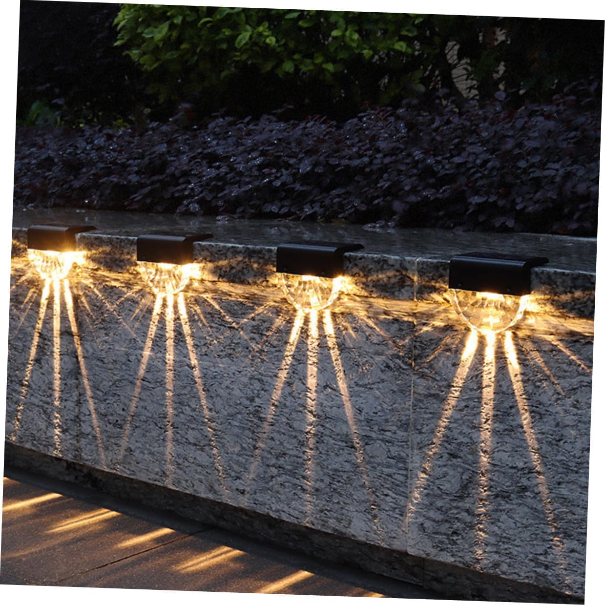 Gadpiparty 4pcs Solar Stair Lights Outdoor Decorative Fence Lamps Weather Resistant Solar Powered Step Lights for Garden Patio