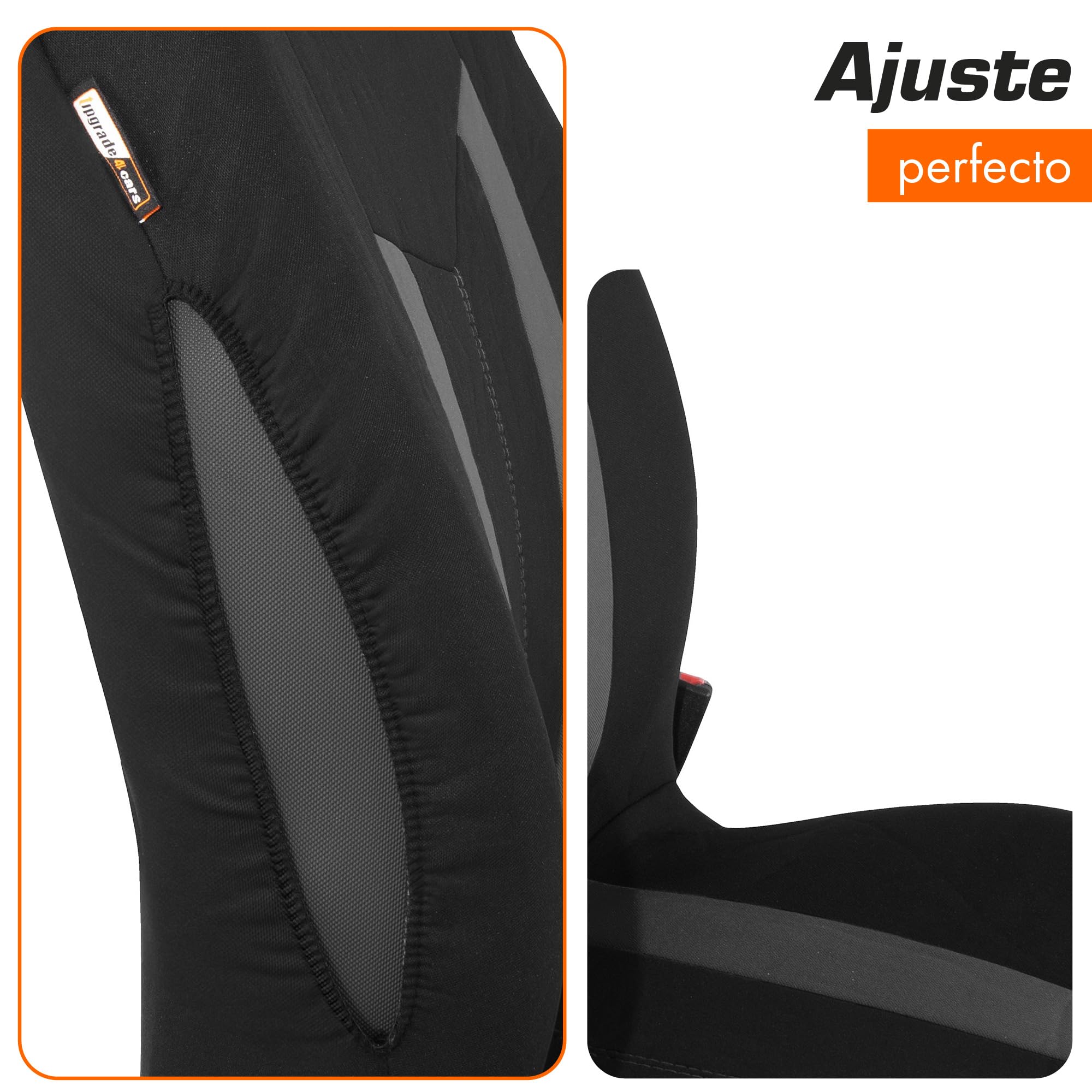 Upgrade4cars Fundas Asientos Coche Universales Negro Gris | Universal Funda de Asiento para Delantero y Trasero