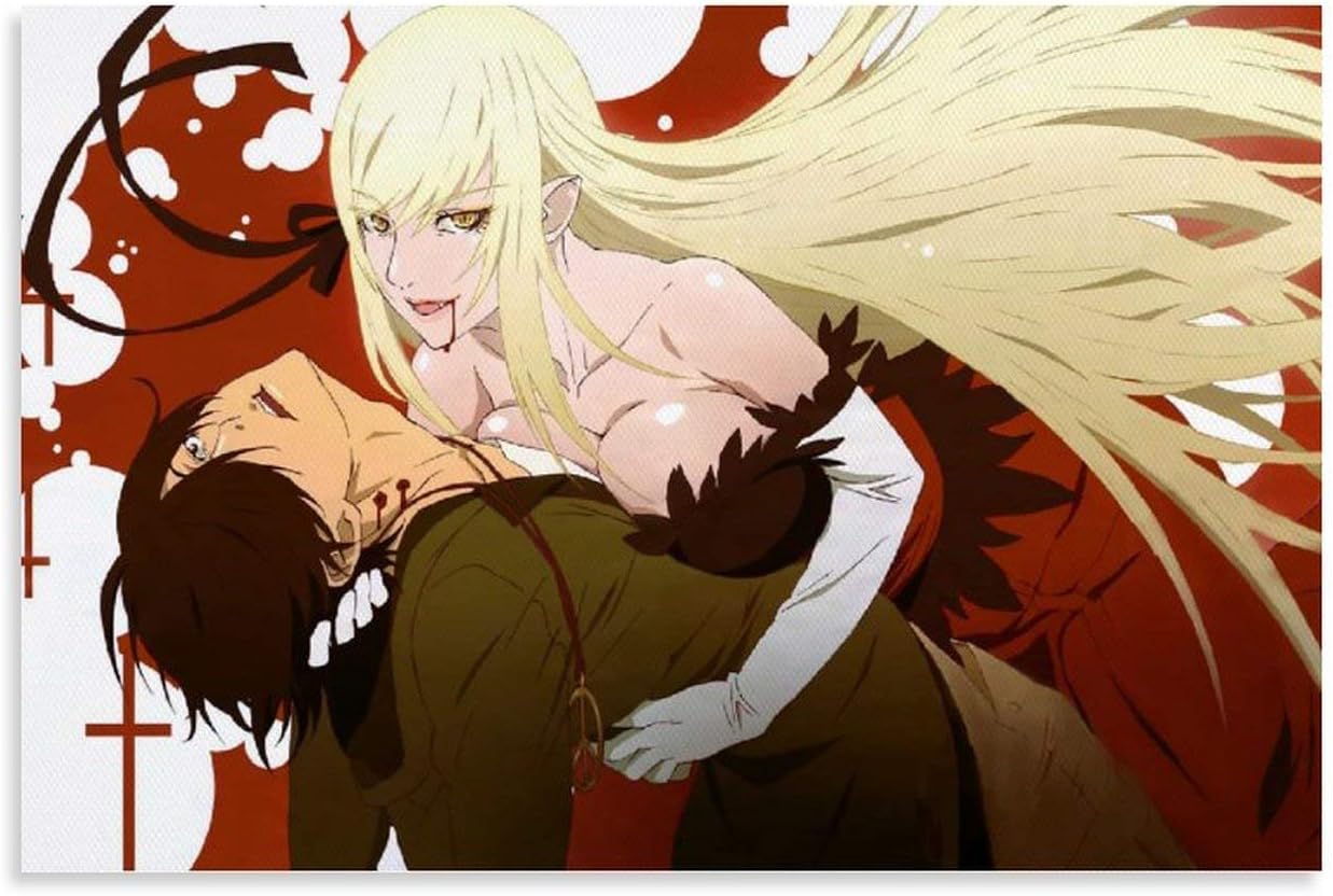 Anime Bakemonogatari Kizumonogatari Monogatari Series Canvas Art Poster and Wall Art Picture Print Modern Family Bedroom Decor Posters 16x24inch(40x60cm)