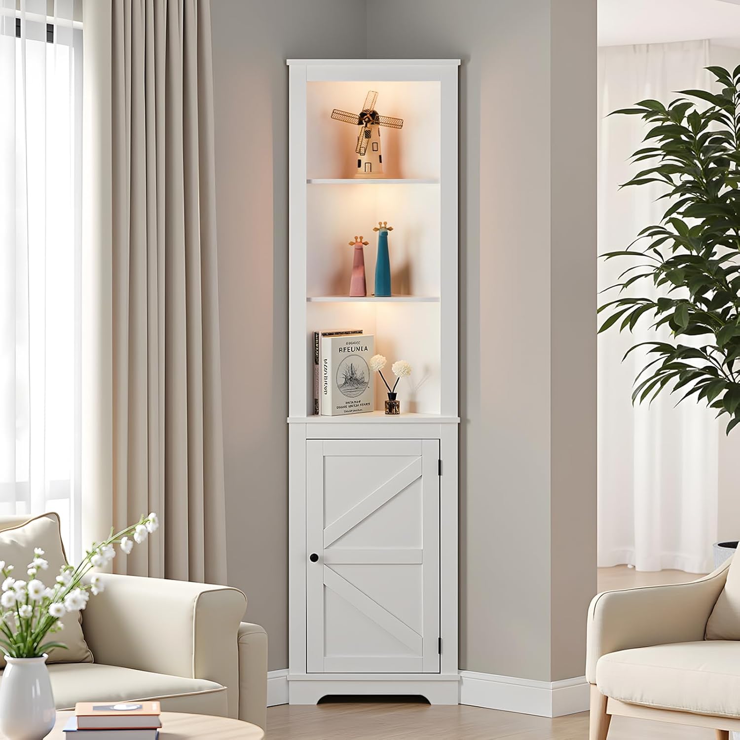 Amazon.com: Karl home Corner Shelf with LED Light,70.9