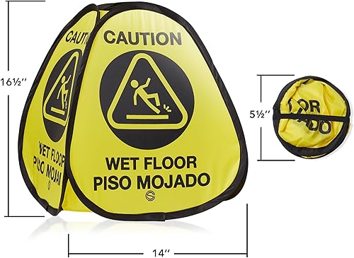 Miniatura 6 de Dryser Paquete de 3 letreros de 16 pulgadas con advertencia para suelo mojado, color amarillo de 4 lados