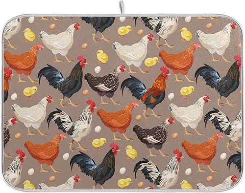 Vista 266 de Tapete de secado de platos de mariposas botánicas para encimera de cocina, almohadilla de secado de microfibra absorbente, grande, 18 x 24 pulgadas