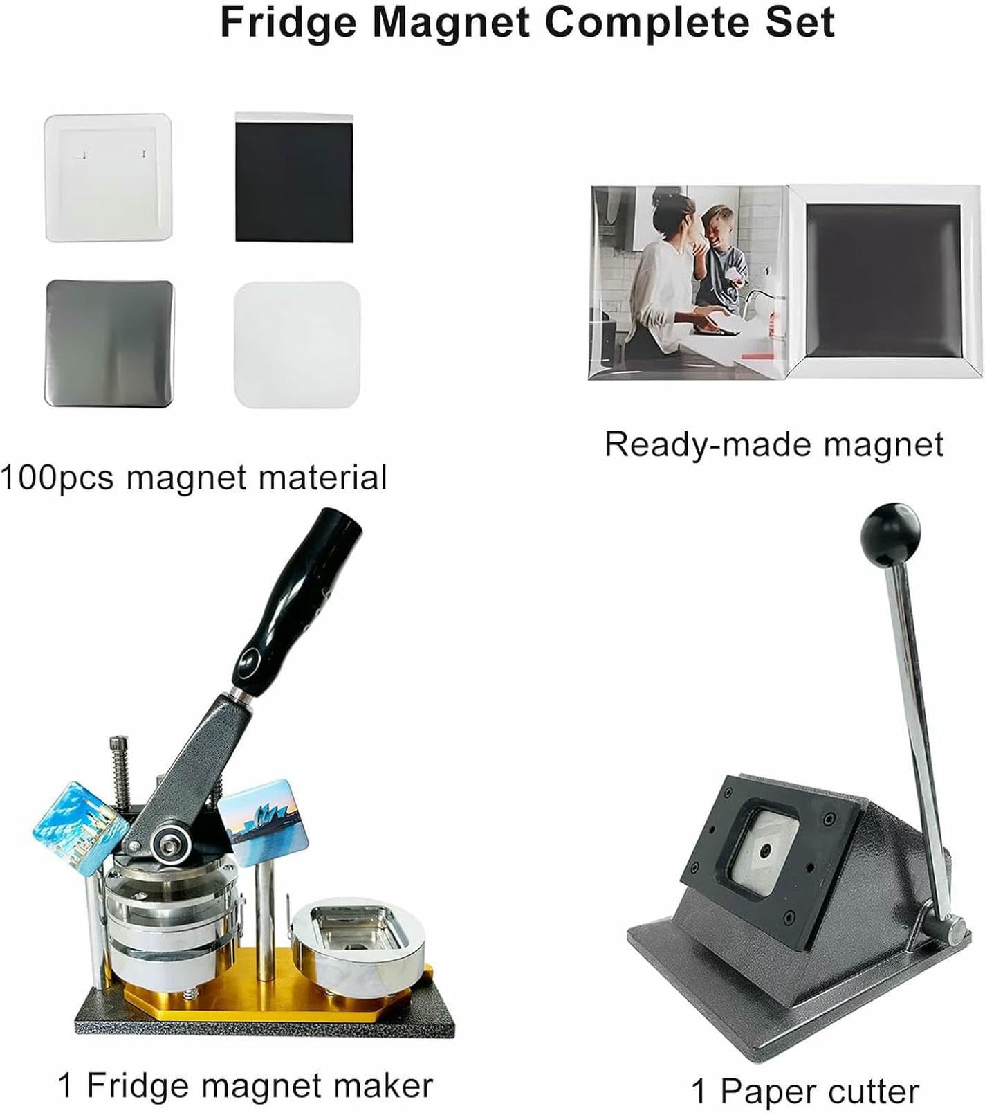 MRKU 50 x 50 mm quadratische Kühlschrankmagnete, Buttons, personalisierte Foto-Dekorationsmagnete