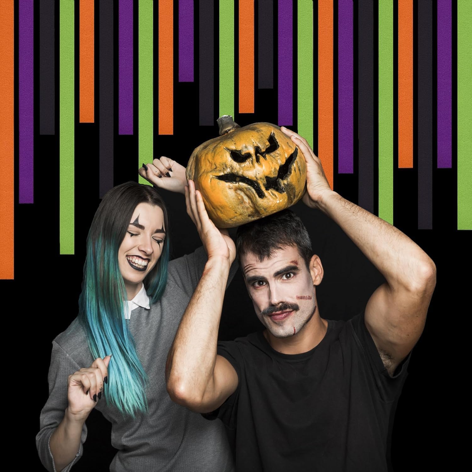Halloween Decorations - Crepe Paper Streamers | Halloween Party Decorations Outside Indoor Outdoor - Black Orange Green Purple Banner Backdrop Birthday Party Favors Supplies Decor for Wall Door