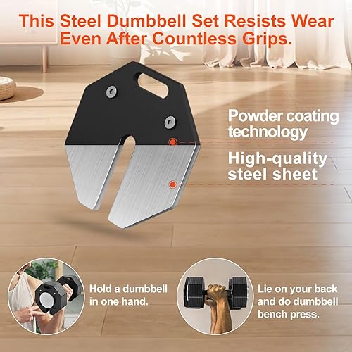Miniatura 4 de Adjustable Dumbbell Sets, Each 508090LB Pairs Durable Steel Build, Free Weights Dumbbells Set of 2 with Anti-slip Handle,for MenWomen Gym Equipment