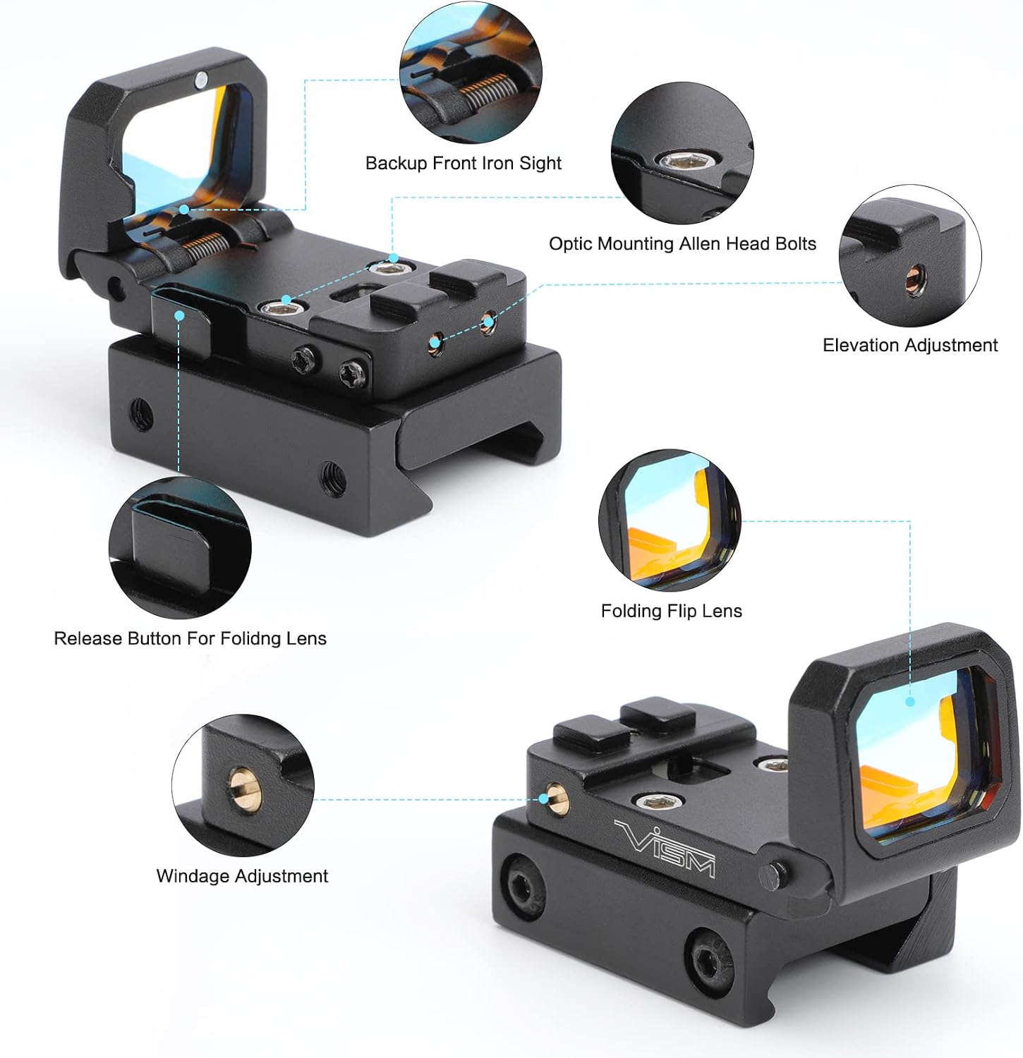 HIDENEL Red Dot Compact Flip Reflex Sight Flip Up Red Dot Sight Red Dot Compact RMR Flip for Mounts and Slides for Outdoor Hunting with Heightened Base for Rifle Pistol Handgun