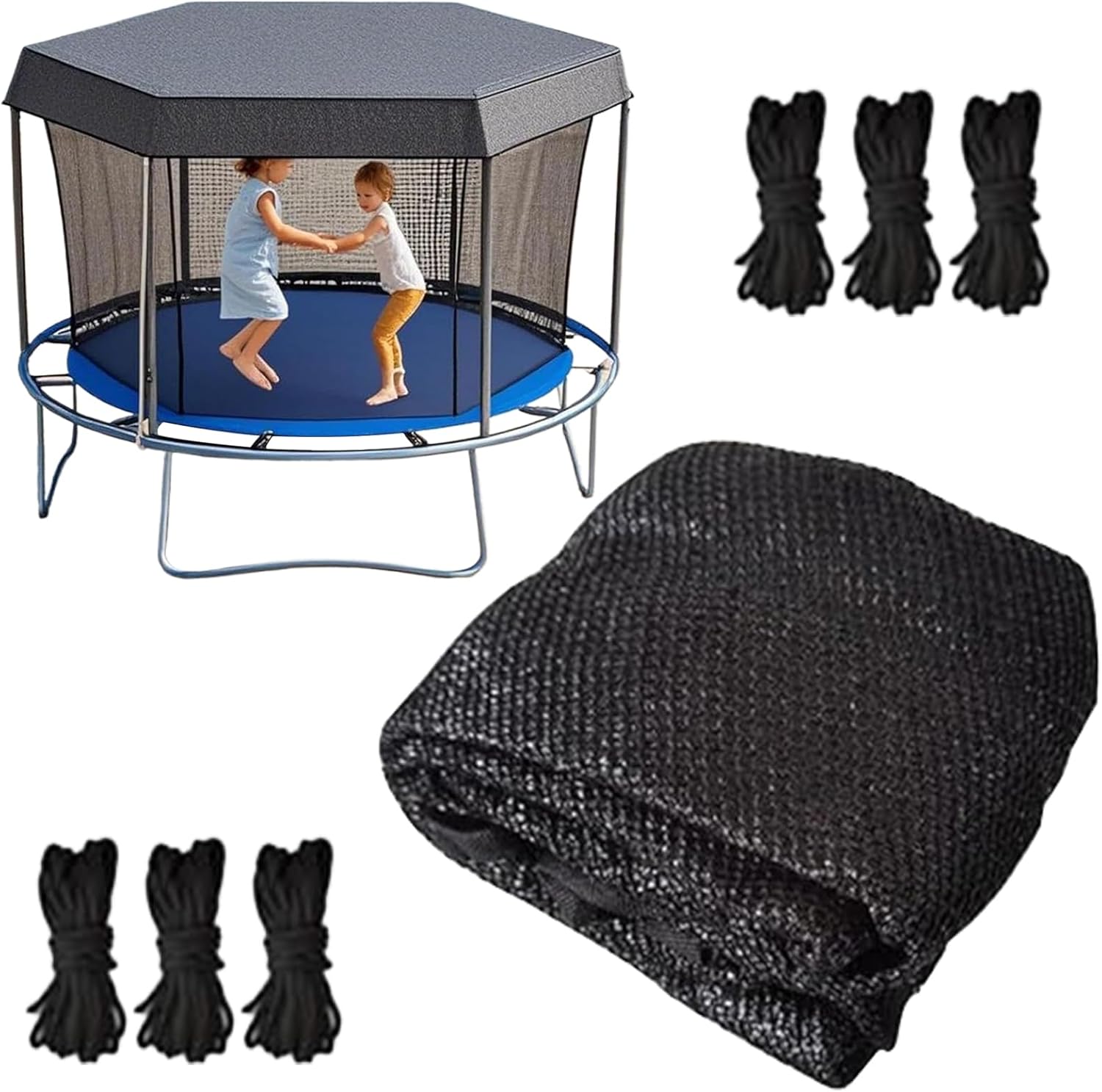 6/8/10/12/14ft Trampoline Cover, Foldable Anti-UV Trampoline Protective Cover, Waterproof Weatherproof Tear-Resistant Dust Proof ，for Outdoors 6-8 Support Poles Safety Accessories