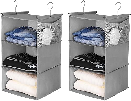 Miniatura 8 de MAX Houser Organizadores colgantes de armario de 3 estantes estantes colgantes plegables para cámper organizadores colgantes de guardería negro