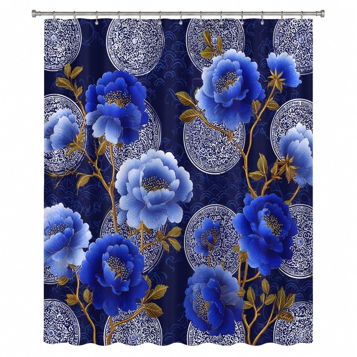 Generico Tenda Doccia 240x200 cm Blu Antimuffa e Impermeabile Poliestere