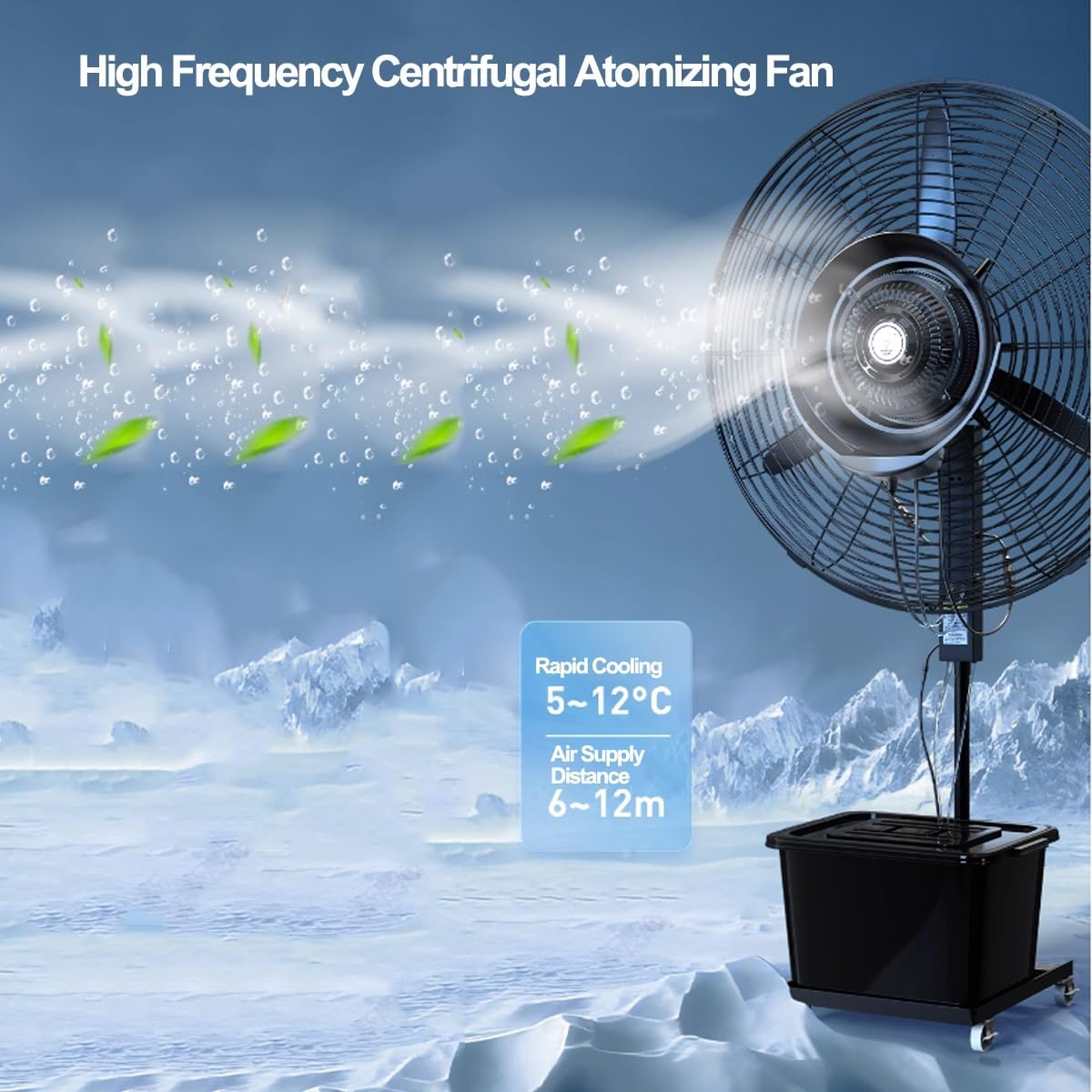 26/30in Pedestal Standing Fan Big Assed Fan Outdoor High Velocity Mist Fan Heavy Duty Aluminum Leaf For Industrial, Commercial Residential Gym Greenhouse Use, Black(Height 71in)