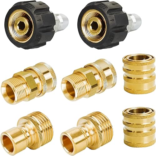 Hourleey Juego de adaptadores de hidrolimpiador, kit de desconexión rápida, conector rápido de rosca métrica macho M22, giro M22 a conexión rápida