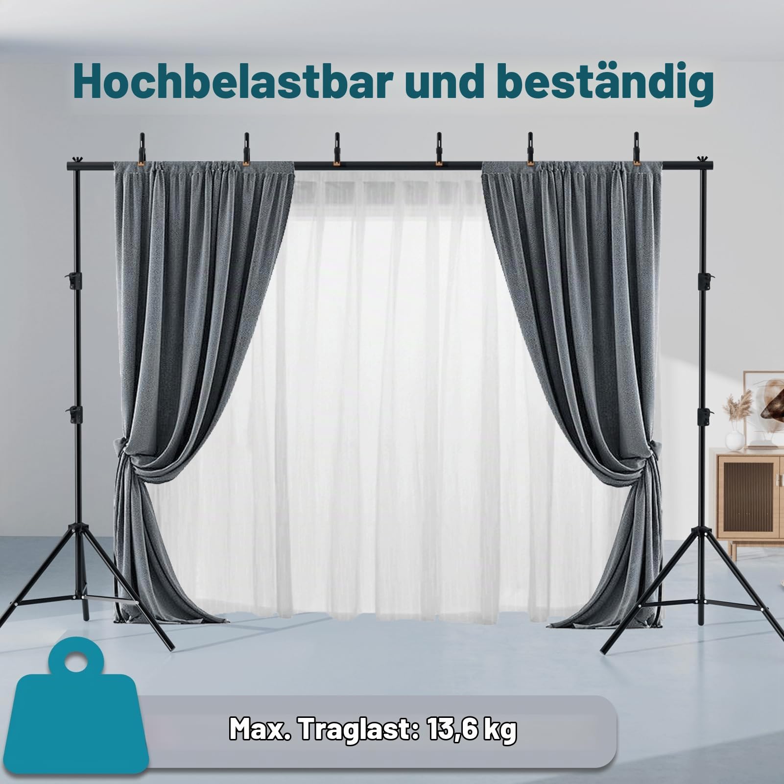 Hintergrund Ständer Fotografie, 2,8x3m Verstellbare Fotohintergrund Ständer | Hintergrundsystem, Hintergrundklemmen, Tragetasche, Fototudio, Porträt, Produktfotografie, Studiofotografie