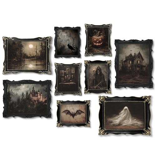 9 Pcs Spooky Horror Unframed Wall Art Scary Halloween Pictures