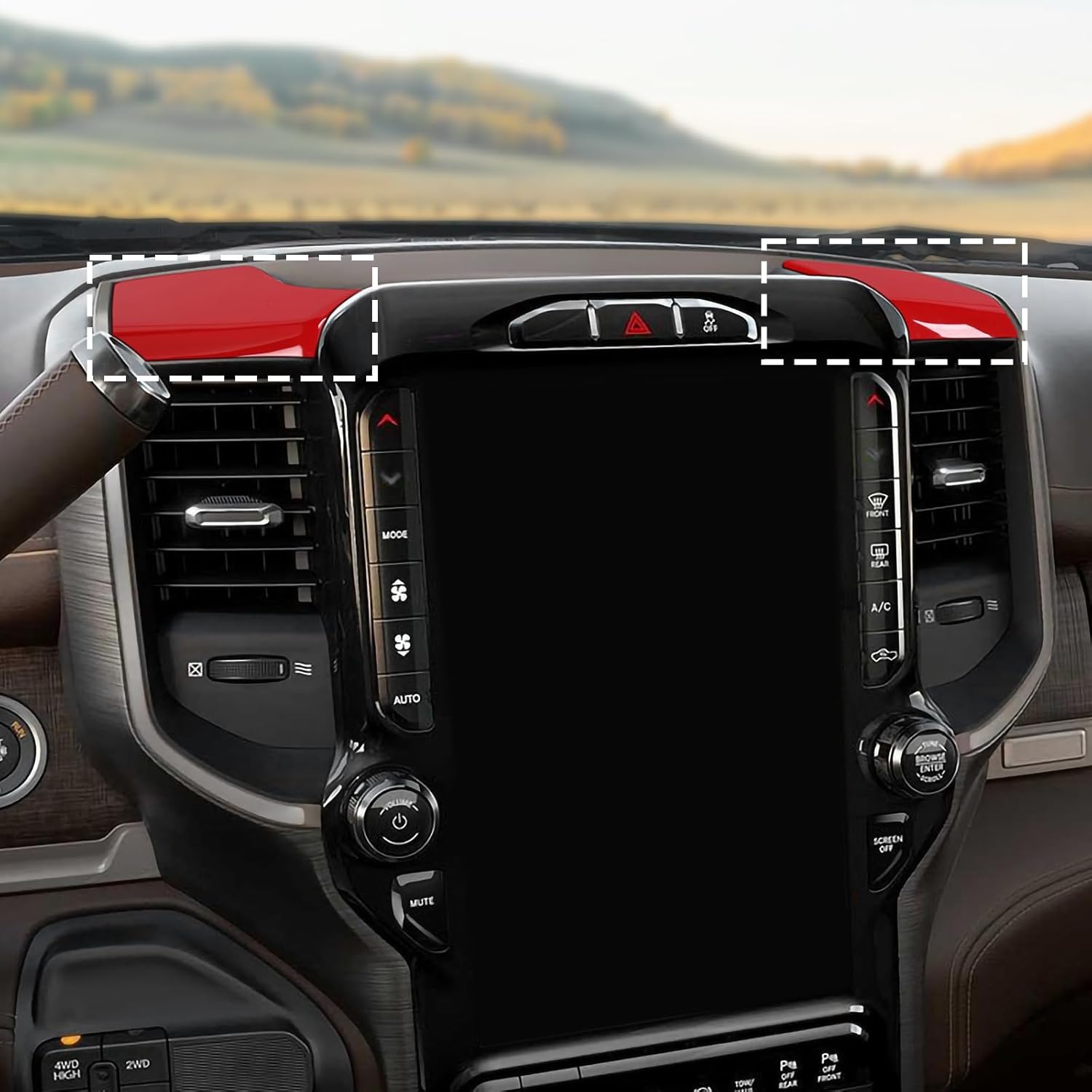 for RAM TRX Center Dashboard Storage Bin Trim Cover Fit for RAM TRX 2018-Present Red Interior Accessories
