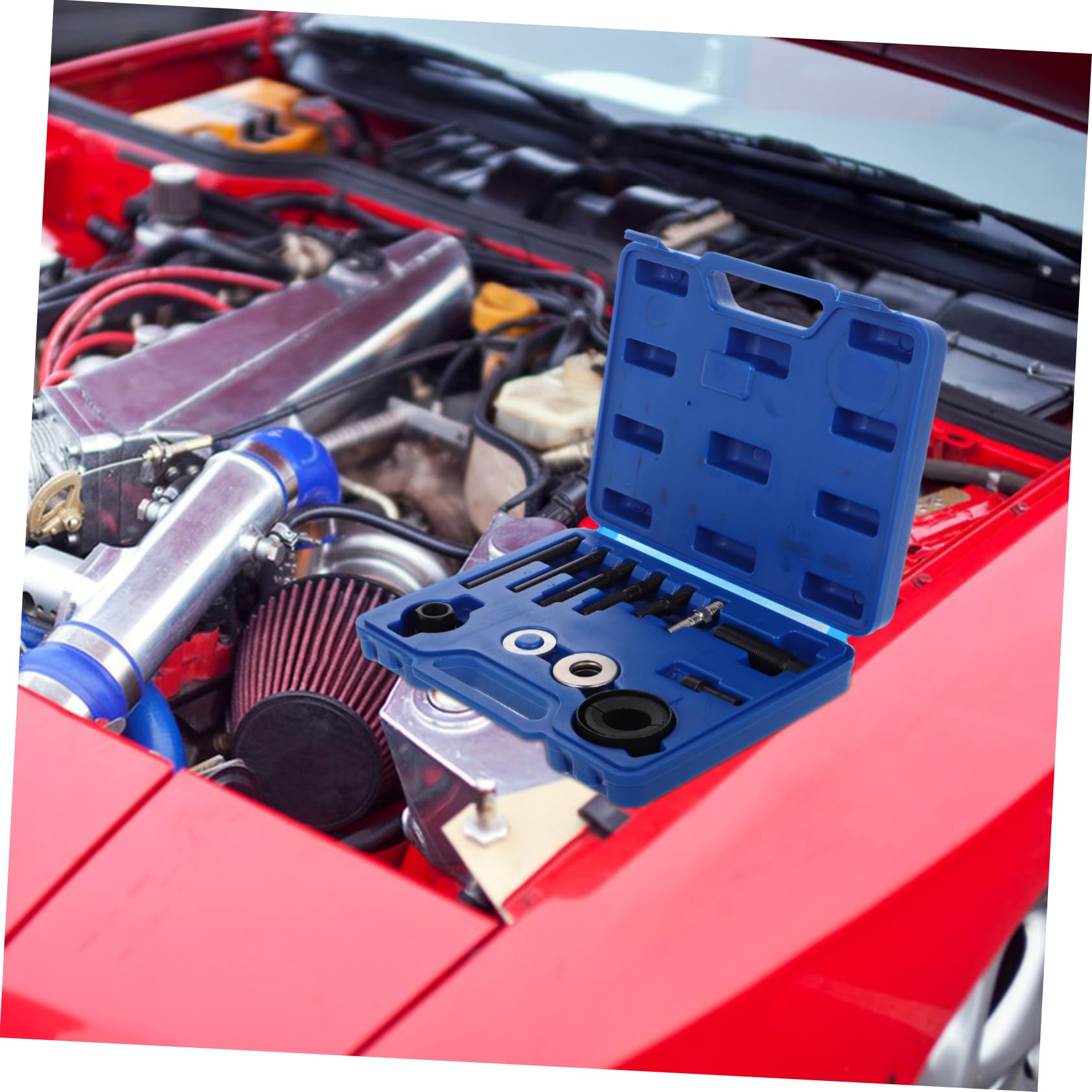 BESTYASH Kit Estrattore e Installatore per Puleggia Servosterzo e Volante, in Acciaio al Carbonio, con Valigetta per Officina Auto