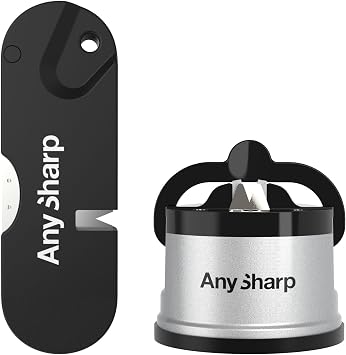 مقص AnySharp 5 في 1 متعدد الوظائف مع شفرات فولاذية صلبة للمواد الصعبة - قبضة مريحة لكل من المستخدمين الذين يستخدمون اليد اليسرى واليمنى - مقصات المطبخ الآمنة لغسالة الأطباق