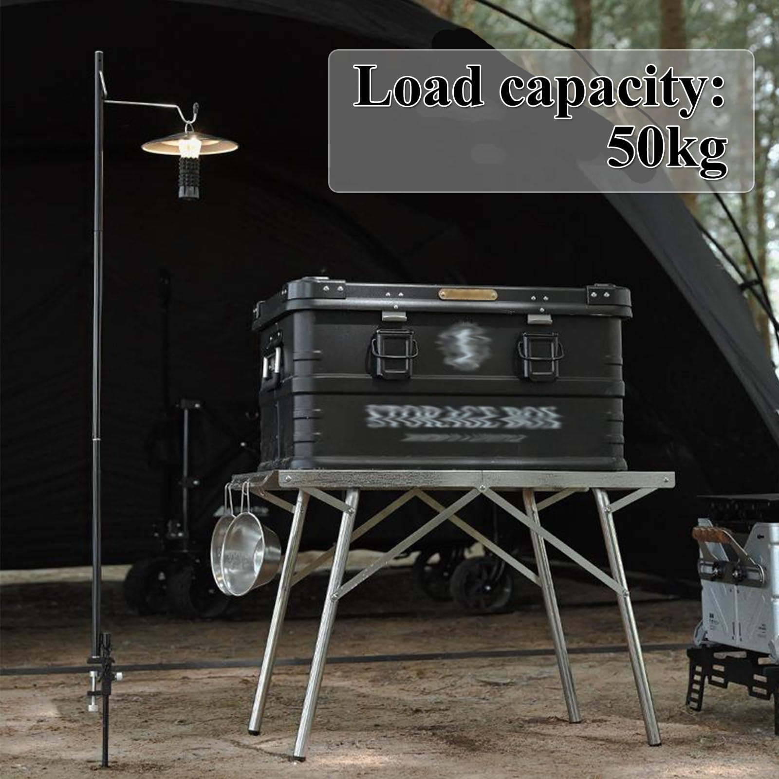 Tavolo pieghevole in metallo per feste, picnic, barbecue, terrazza, pesca, tavolo da campeggio, compatto e portatile, capacità di carico 50 kg
