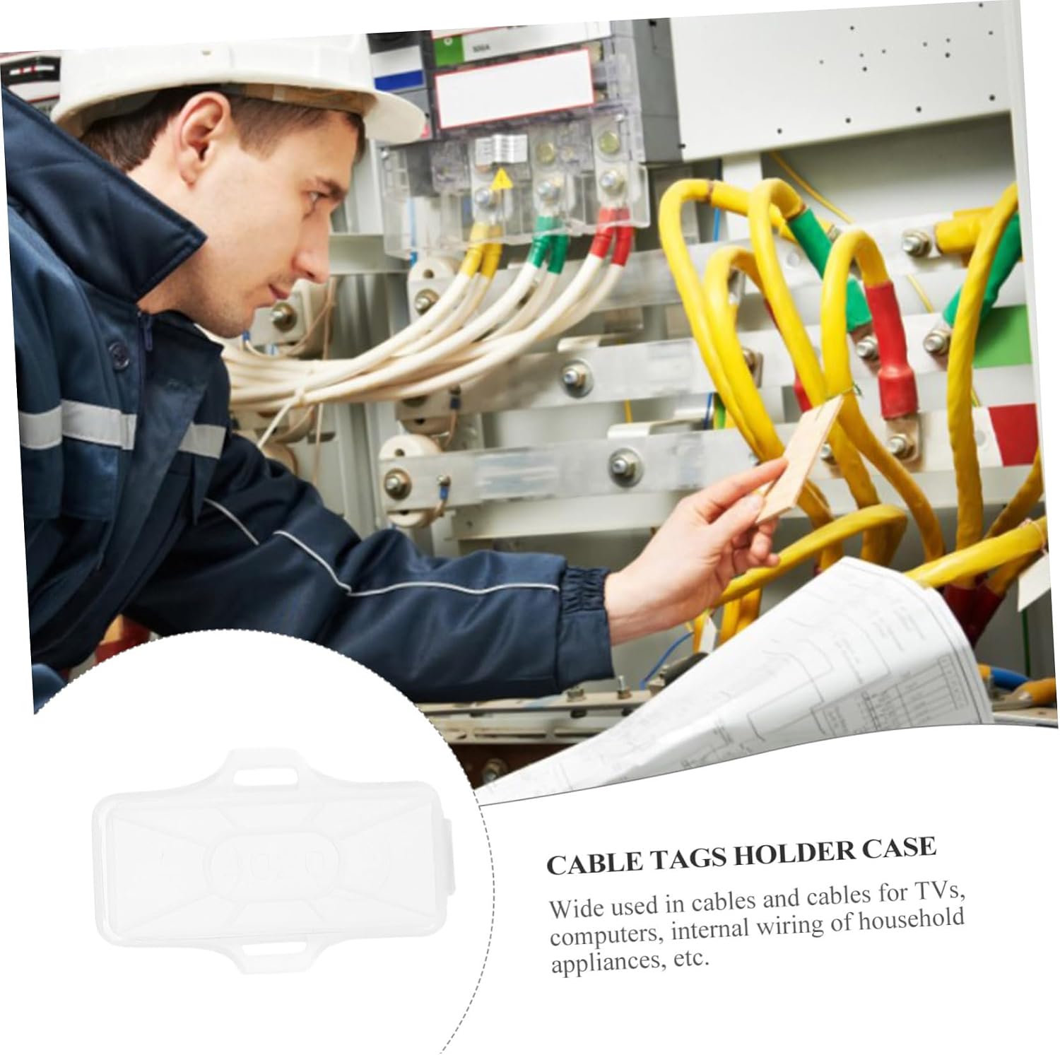 100pcs Plastic Cable Label Holder Cases for Wire Identification