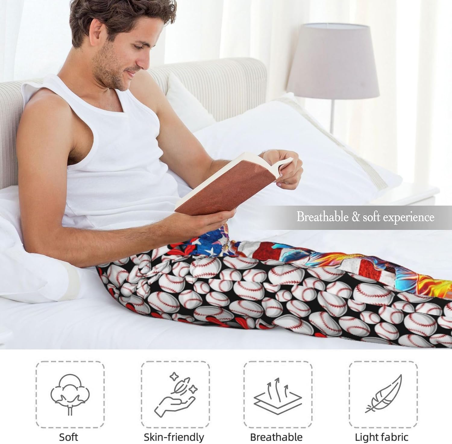 Funny Men's Lounge Pajama Pants Cute Soft Ultra Lightweight Sleepwear Bottom Pants with Pocket Drawstring - Image 6