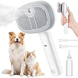 Pecute Steam Cat Brush, Self-Cleaning Cat Steam Brush with 2 Water Spray Modes, Large Capacity Tank, Dog Brush for Shedding Massaging Grooming, Cool Mist Only