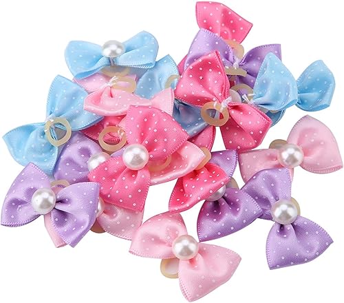 Miniatura 2 de Ymiko Azul y lazos para perros con bandas de goma de diseñador para cachorros, lazo para perro, peluquería en ropa elástica para perros de tamaño