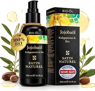 Satin Naturel Bio Jojobaöl kaltgepresst 100 ml | 100% reines Jojobaöl, Gesichtsö