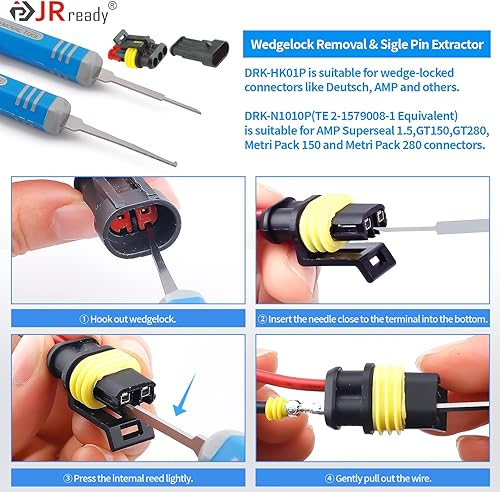 Miniatura 3 de JRready Paquete con 2 artículos JRready ST5253 + ST5211 Juego de herramientas extractoras de pasadores de coche, kit de herramientas de extracción