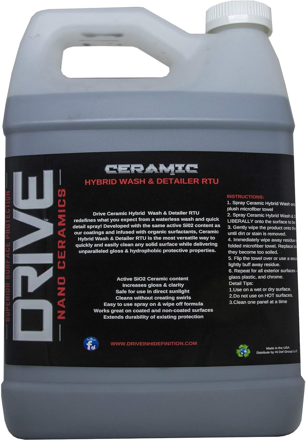 Ceramic Infused Waterless Wet Or Dry Wash & Gloss (1 Gallon) Perfect for Cars, Boats, RVs, Motorcycles. Safe for Chrome, Glass, Wheels, Vinyl, Aluminum, Plastic