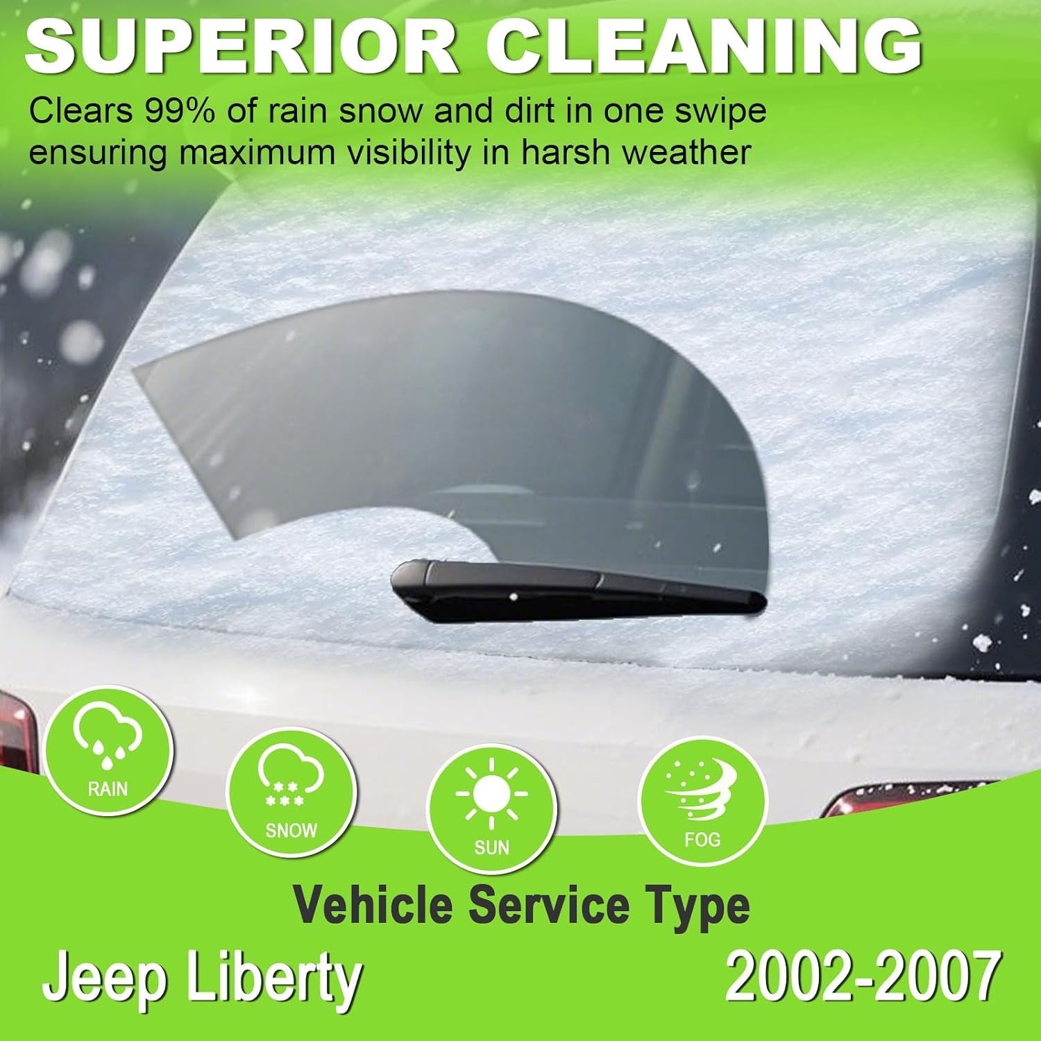 PARRATI® Rear Windshield Wiper Replacement for Jeep Liberty 2002-2007,Back Wiper Blade Quiet & Easy to Install(11 Inch)