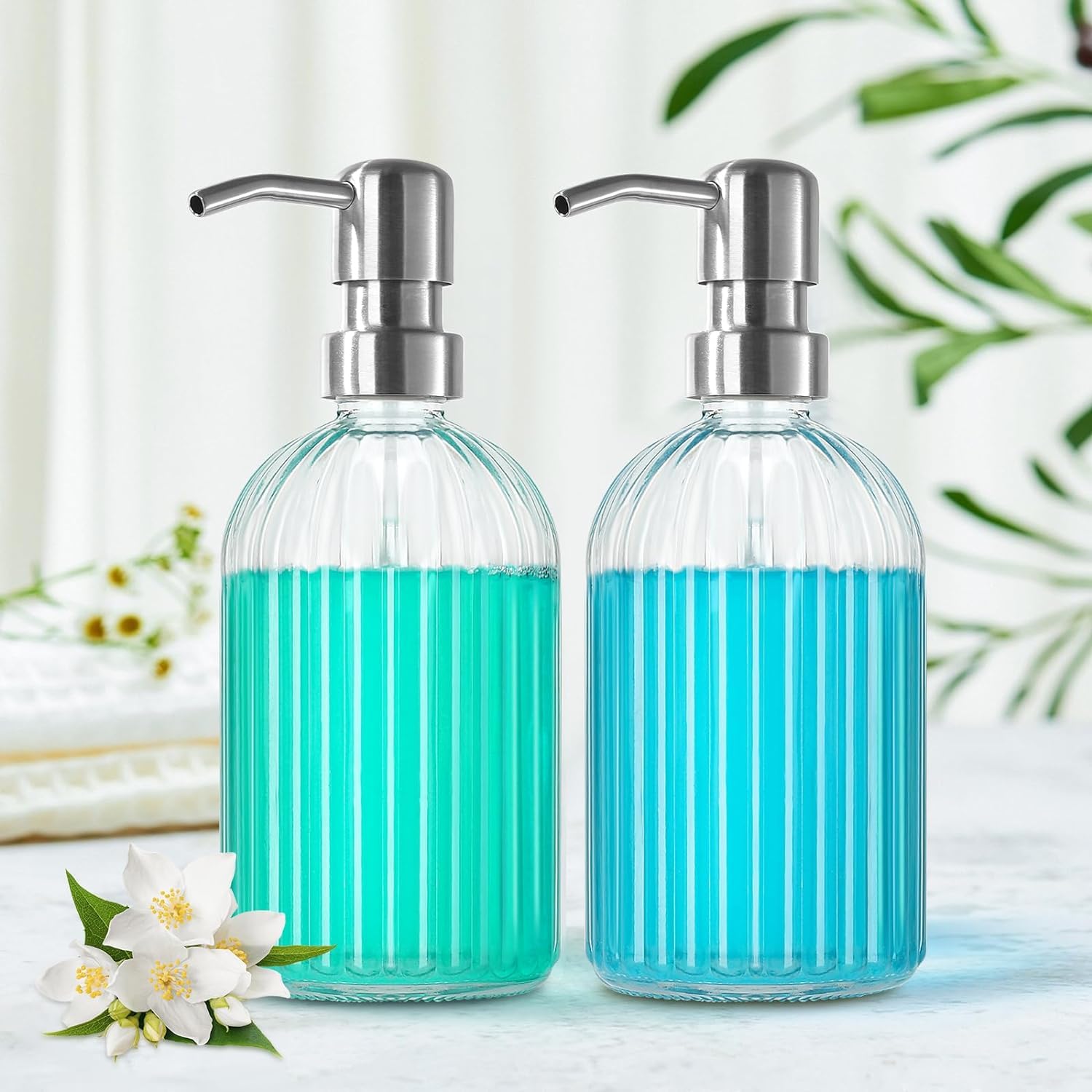 Luxansa Pack of 3 Clear Glass Soap Dispenser Refillable Liquid Hand Soap Dispenser Bottle Pump for Bathroom, Handwash Liquid Bottle, Glass Sanitizer Hand Dish Dispenser, Lotion Dispenser for Kitchen (B09KM3W73D) Amazon Price History, Amazon Price Tracker