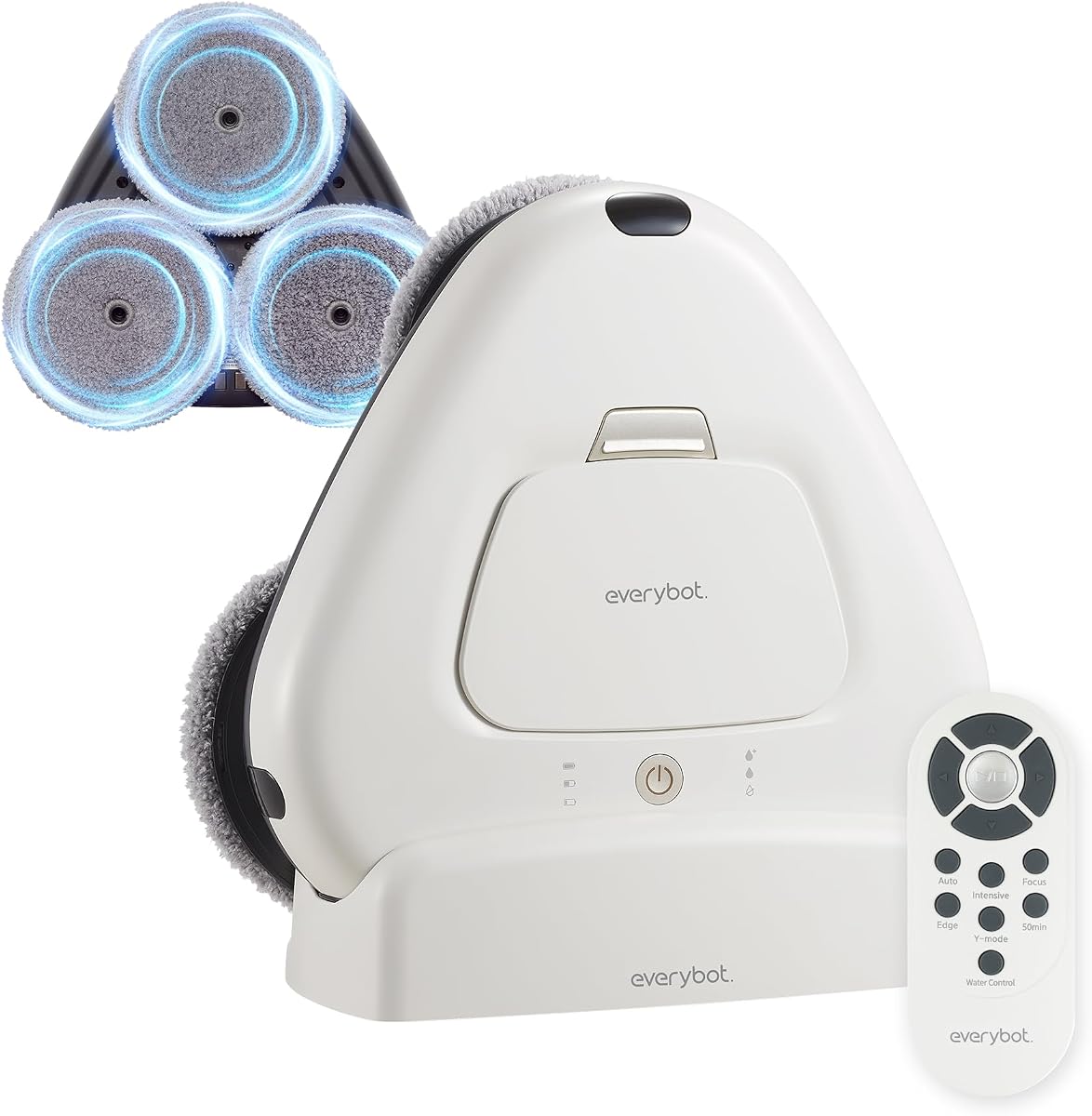 Three-Spin Mopping Robot for Hard Floors with 3 Spinning mops | Ultra-Quiet 43dB, Powerful Three Mops Wiping, Long Battery & Large Water Tank, Remote Control, Global Design Award Winner