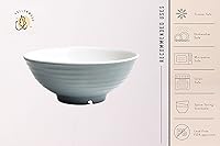 Vista 8 de Juego de 4 tazones de ramen, 12 piezas Pho, sopa japonesa asiática gris y blanca. Utensilio: cucharas y palillos. Melamina. Fideos grandes de 37