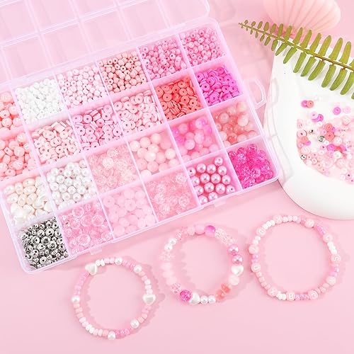 Vista 67 de Juego de 2600 cuentas de poni, juego de cuentas Kandi arcoíris de 18 colores, kit de fabricación de joyas de plástico mate multicolor para Rainbow