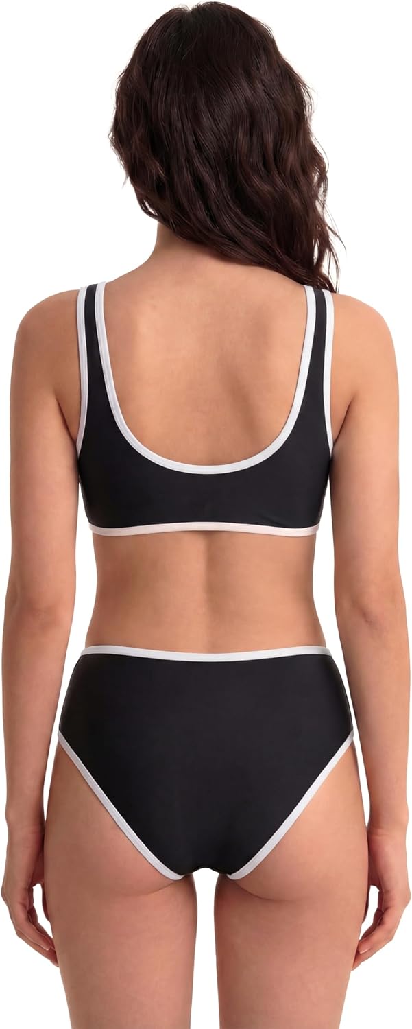 Beautikini Period Swimwear Sporty Two Piece Menstrual Swimsuits Leakproof Bikini Set Bathing Suits for Teen Girls Women