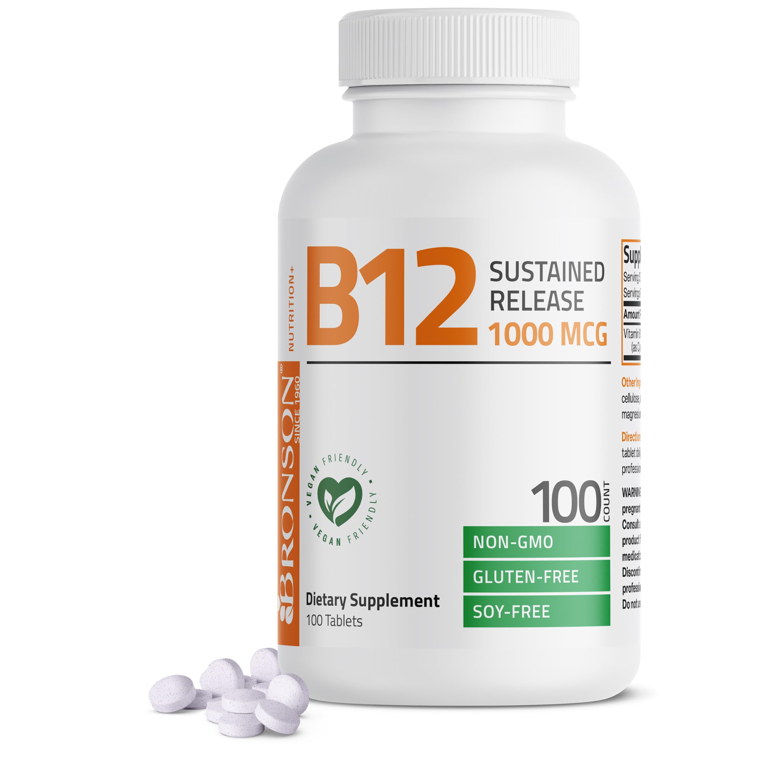 Bronson Vitamin B12 1000 mcg Sustained Release, Energy Support, 100 Tablets 100 Count (Pack of 1)