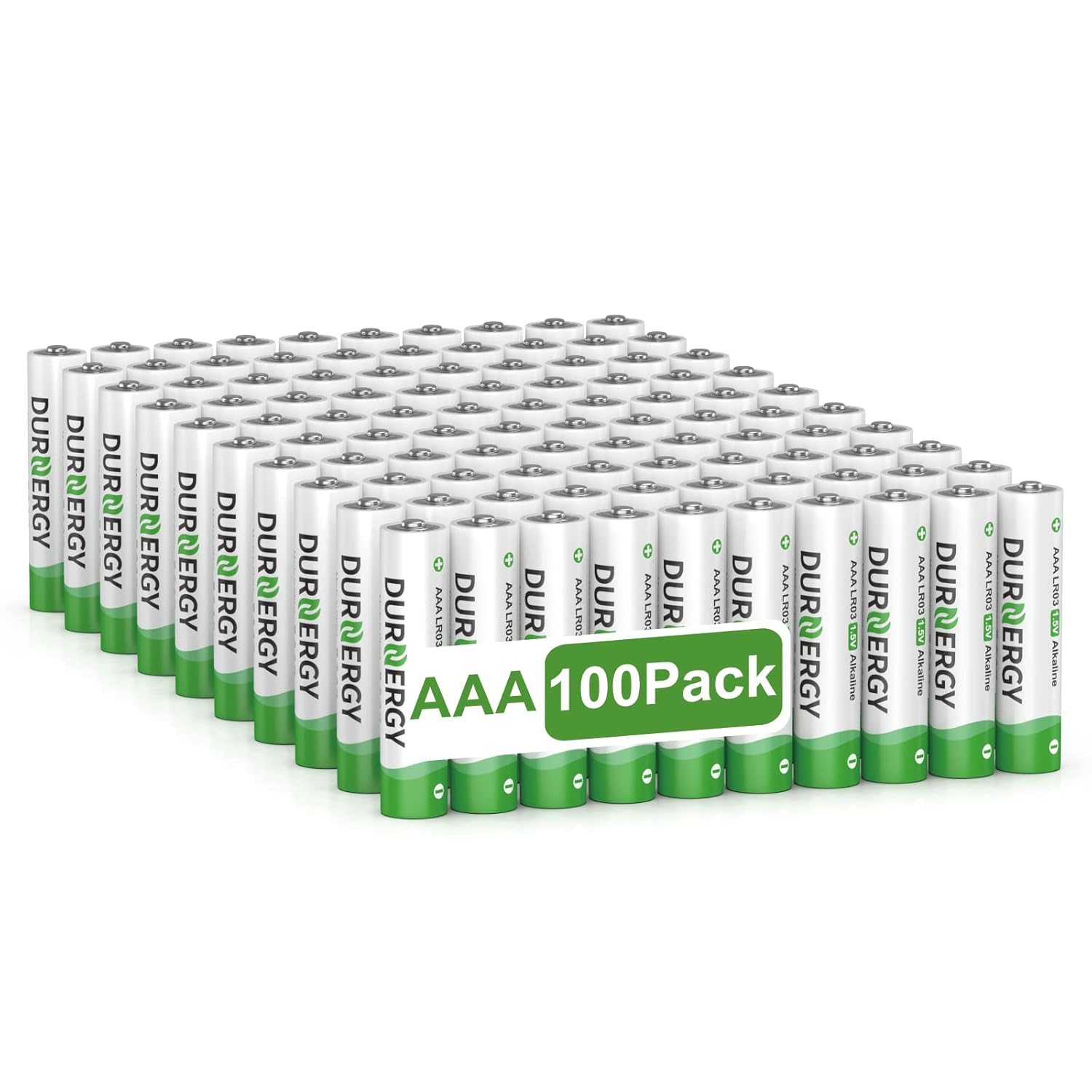 DURNERGY AAA Batteries 100 Pack Alkaline 1 5V 10 Year Shelf Life 1200mAh High Capacity for Remote Controls