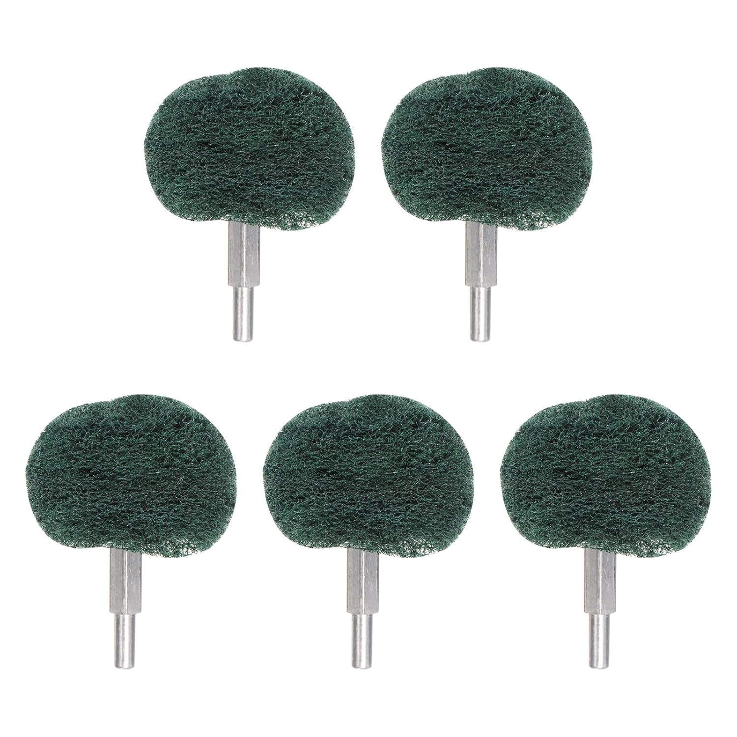 HARFINGTON 5pcs Mushroom Buffing Wheel for Drill 4" x 2.5" 180 Grit 1/4" Shank Grinding Cleaning Abrasive Buffing Polishing Wheel for Metal Stainless Steel Aluminum Jewelry Glass, Green
